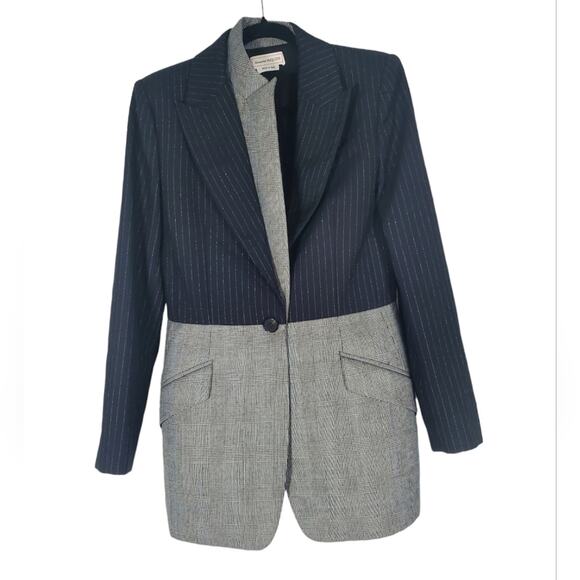 Authenticated ALEXANDER McQUEEN Women Wool Striped Plaid Blazer Sz 46 IT 175/96A - Picture 1 of 14